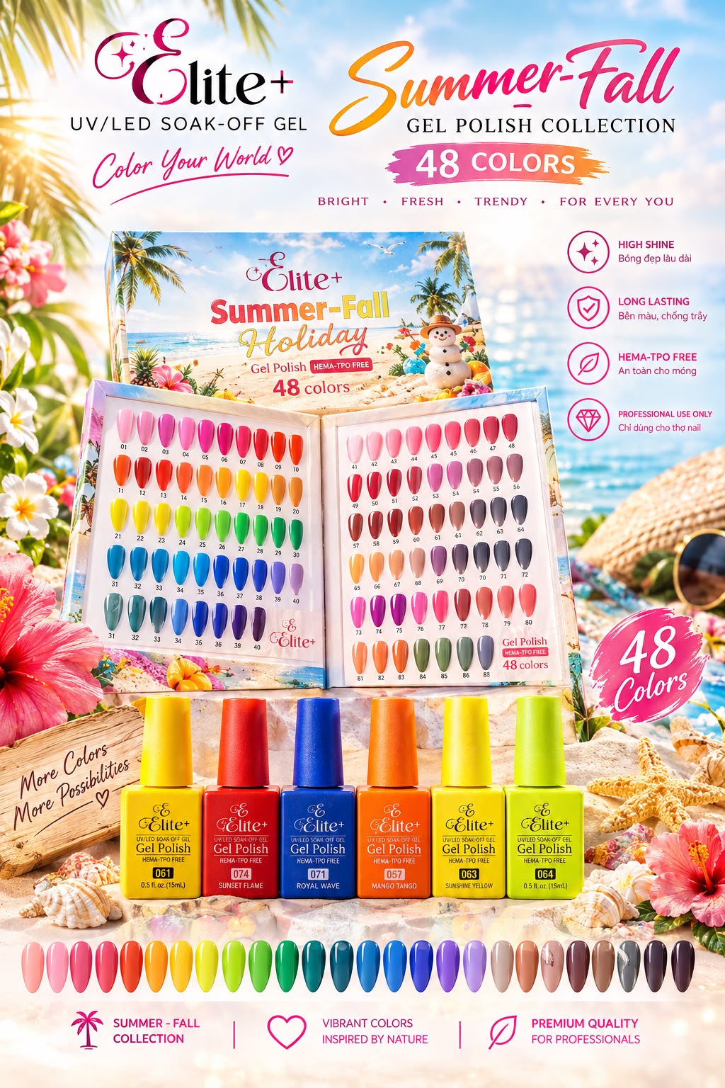 Elite+ Gel Polish Summer-Fall Kit (48 colors)