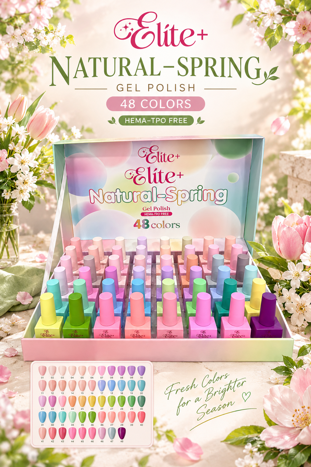 Elite+ Gel Polish Natural-Spring Kit (48 colors)