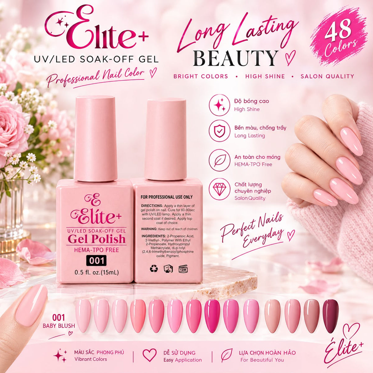 Elite+ Gel Polish Natural-Spring Kit (48 colors)